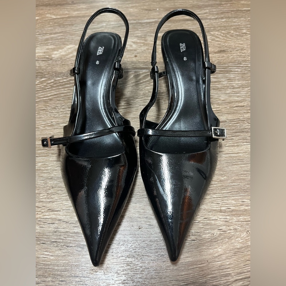 Zara Black Patent Leather Heels